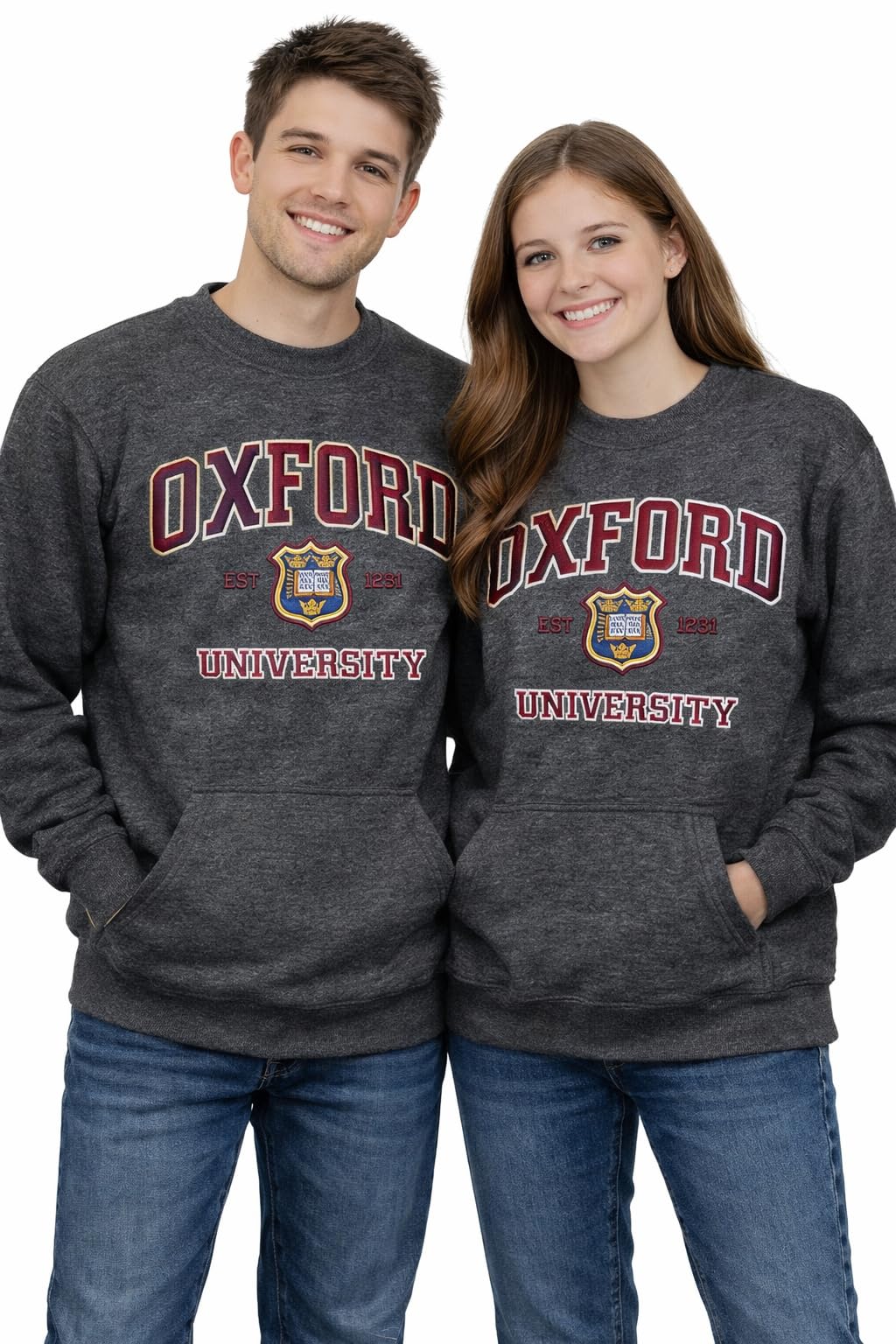 Myoxford Unisex Charcoal Oxford University Ou201 Licensed Sweatshirt – | Official Oxford Crest Crew Neck Jumper For Men & Women | Xs–2Xl (S)