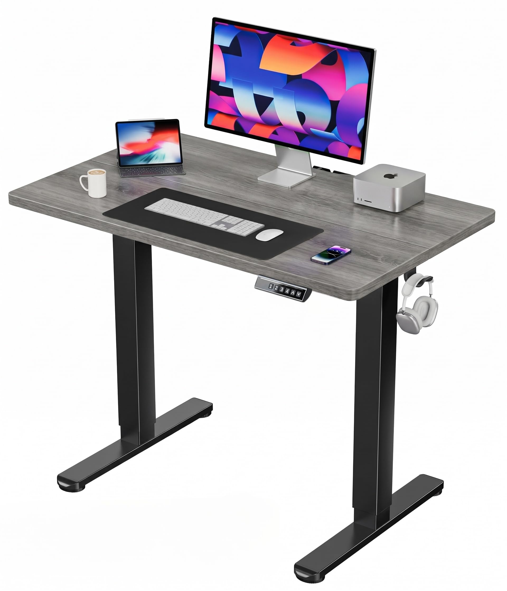 HUANUO 40x24 Inch Electric Standing Desk, Height Adjustable, Grey