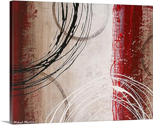 Miniatura 2 de CANVAS ON DEMAND Juego de impresiones de lienzo de dos piezas con gestos tricolores para pared, círculos y rayas, obra de arte moderna, diseño