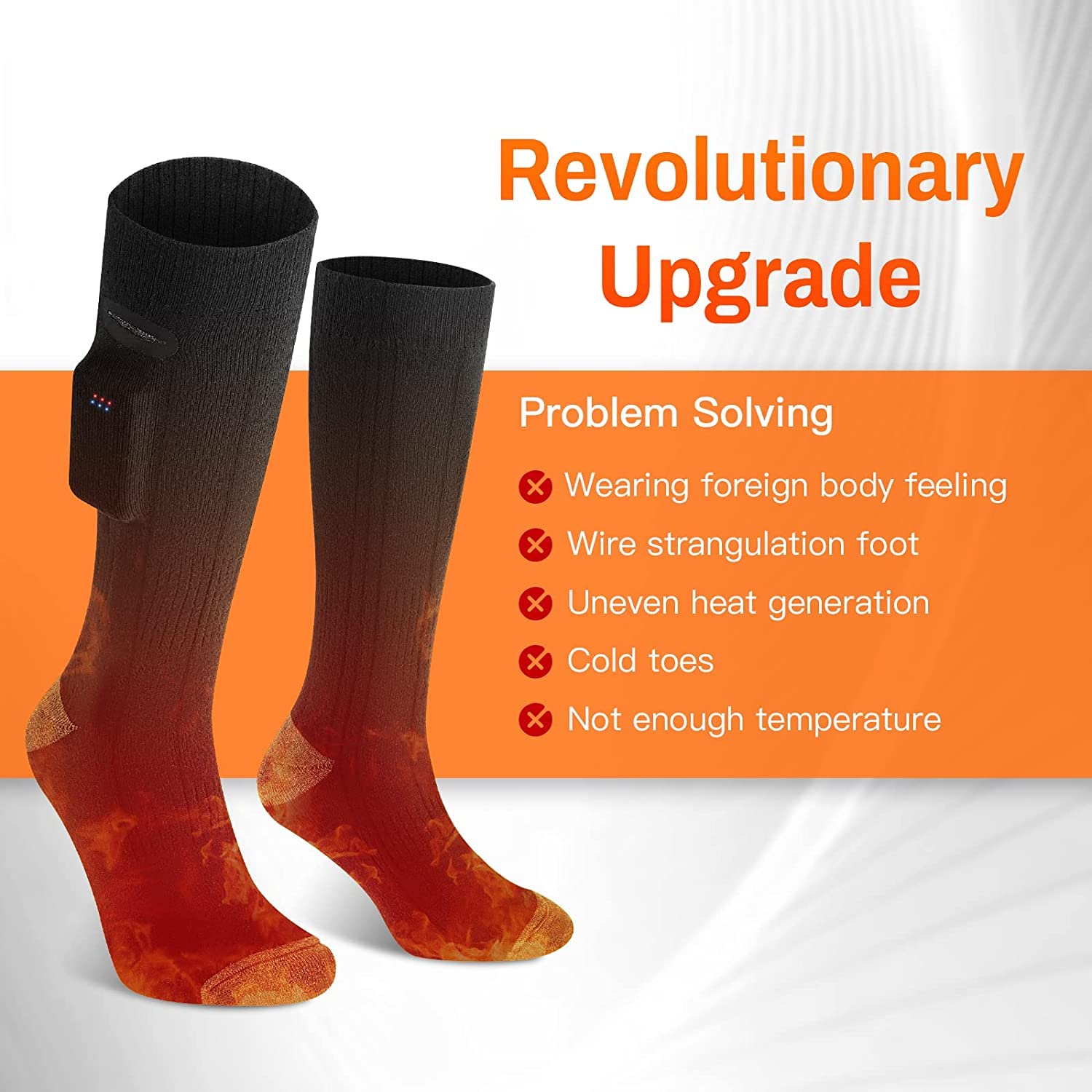Chaussette Chauffante,4000mAh Chaussettes Chauffantes Rechargeables avec 3 Températures, Calze Riscaldanti Lavables pour la Chasse d'hiver/Ski/vélo/Camping,Unisexe Chauffe Pied 36-44EU