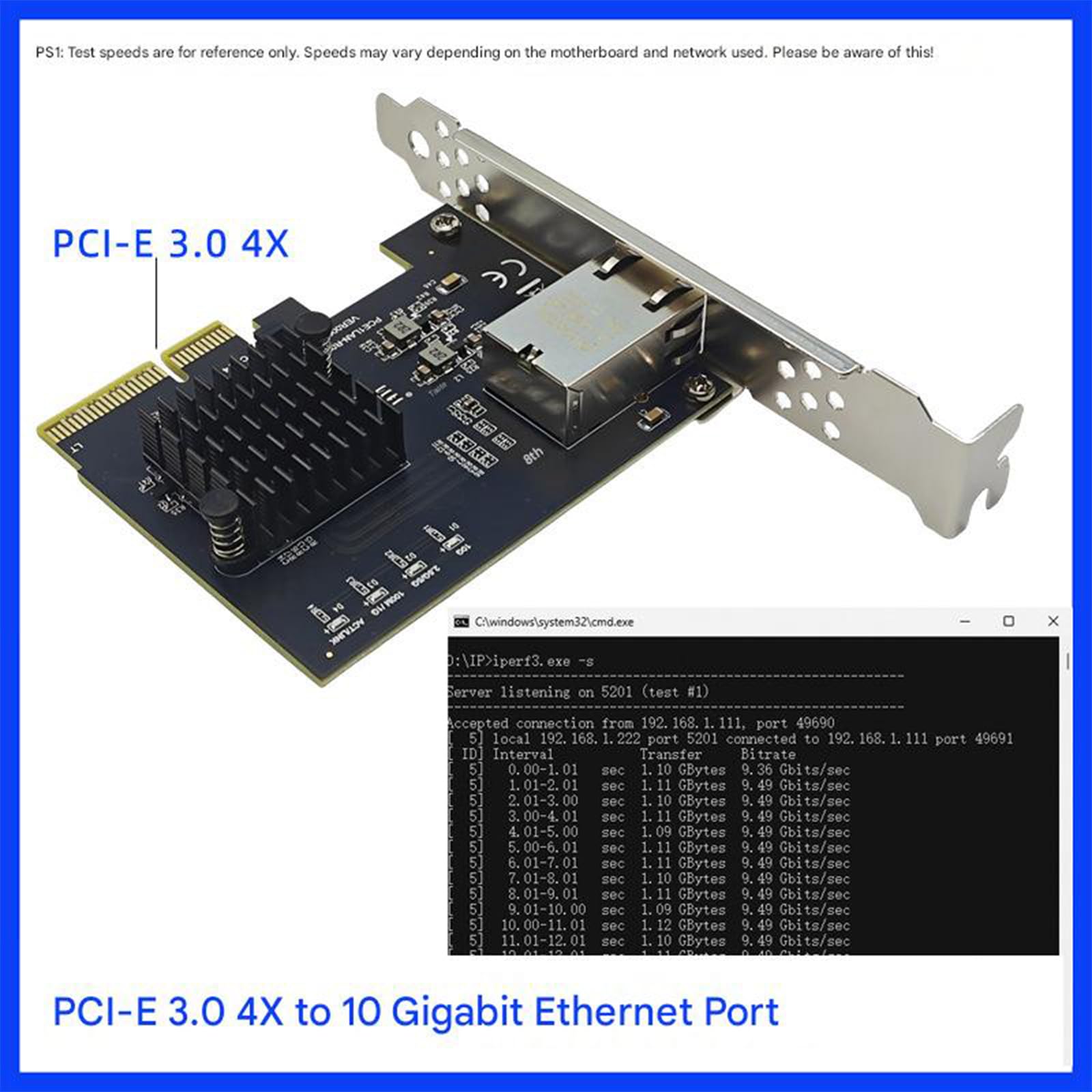 Scheda di rete Ethernet 10Gbps PCIE3.0 4X a RJ45 Scheda adattatore Gigabit Ethernet 10000Mbps per server desktop a bassa latenza