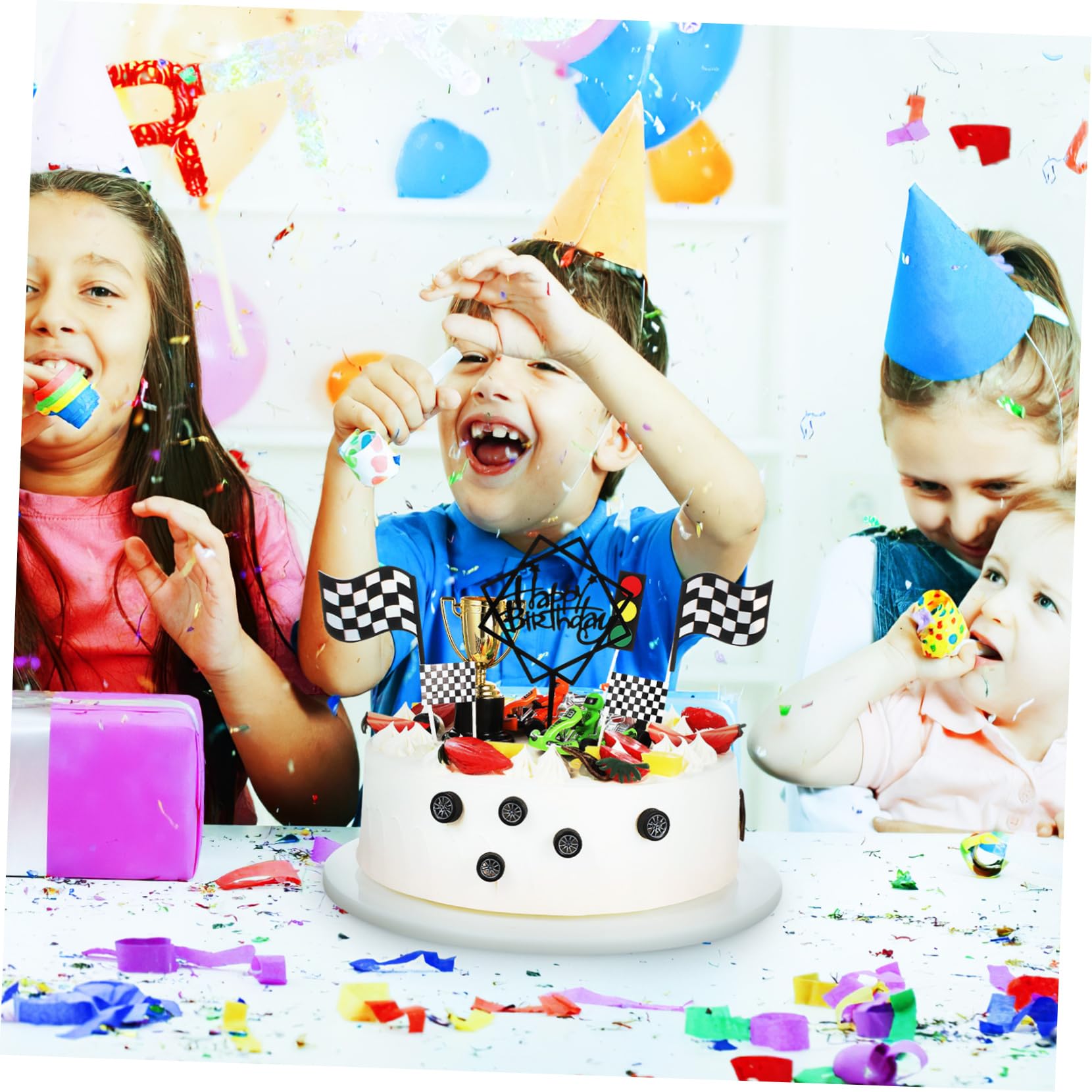 BESTonZON 23pezzi Decorazioni Per Torte Di Compleanno Auto Da Corsa Da Toppers Per Cupcake e Torte Per Feste Di Compleanno Per Ragazzo Ragazza e Shower