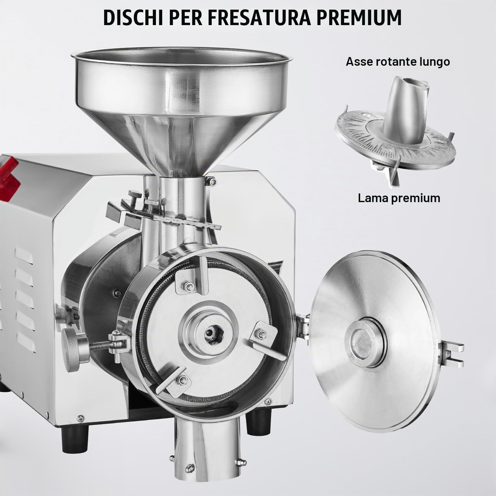 VEVOR Macinatore per Soia e Spezie 3000W Macinatore per Mais 100 KG/H Macinatore per Mais in Acciaio Inossidabile Macchina per Macinazione Industriale per Farina per Pepe Soia Arachidi Grani di Mais