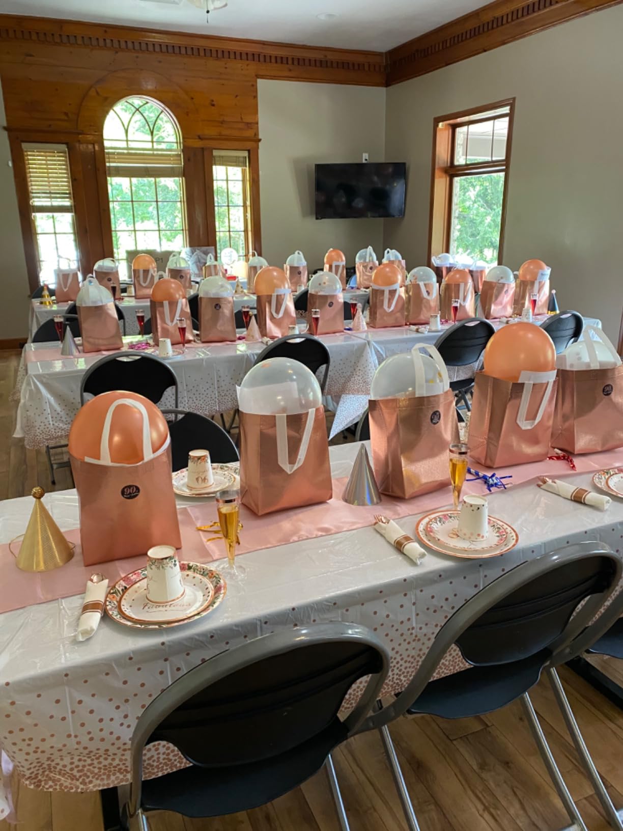 Crisky 90th Birthday Napkins and Plates for Women Rose Gold