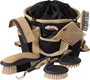 Weaver Leather Horse Grooming Kit, 7-piece Brush Set with Organizer Tote Bag, Equine Care, Grooming Supplies