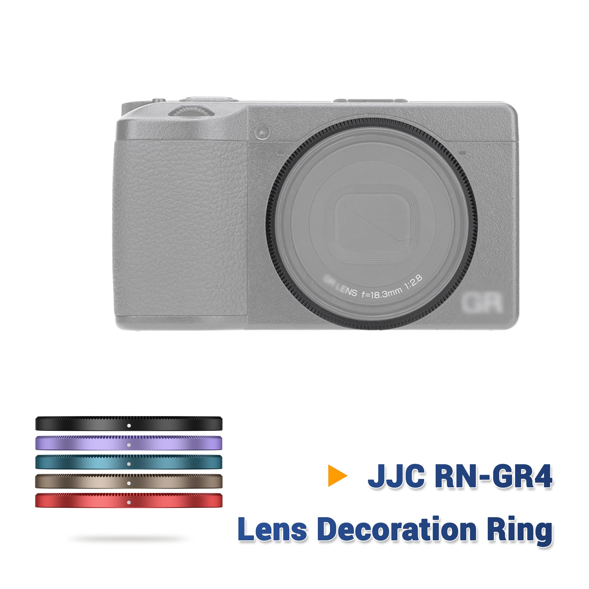 JJC Metalowy pierścień dekoracyjny obiektywu kompatybilny z aparatem Ricoh GR IV GR4 zastępuje oryginalną nasadkę pierścieniową Ricoh GN-3 (czarny)