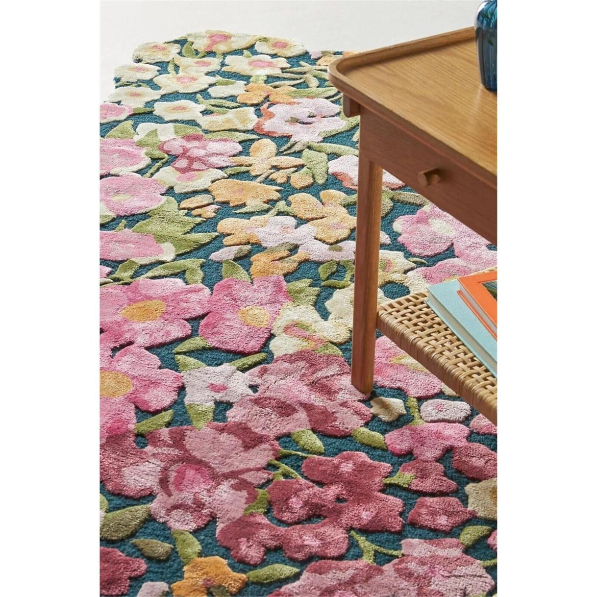 Tappeto fatto a mano in lana trapuntata a mano, forma irregolare, colore rosso, 90 cm x 150 cm