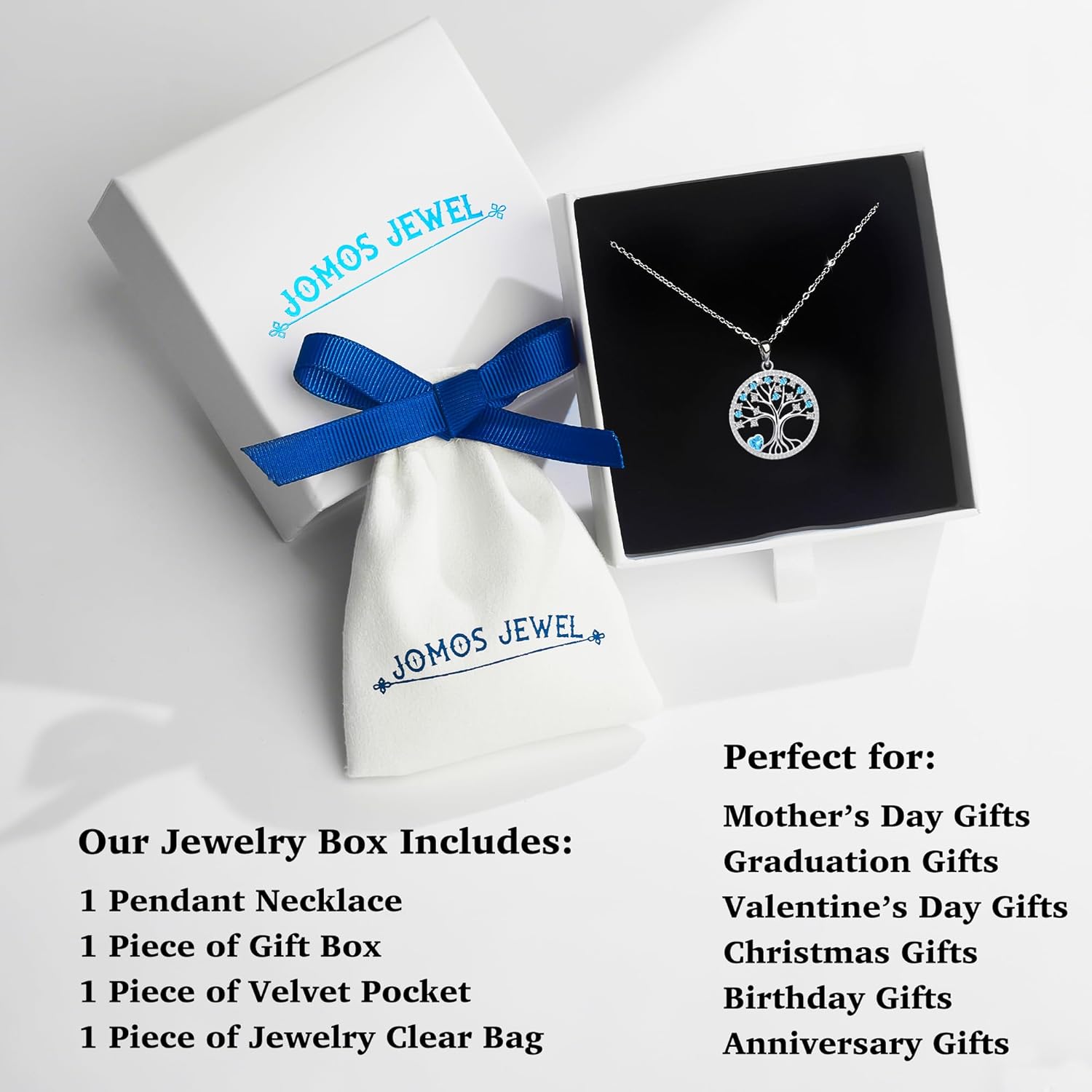 Tree of Life Birthstone Necklace for Women - Sterling Silver Pendant Birthstone Necklace - Meaningful Gemstone Jewelry Gifts for Her