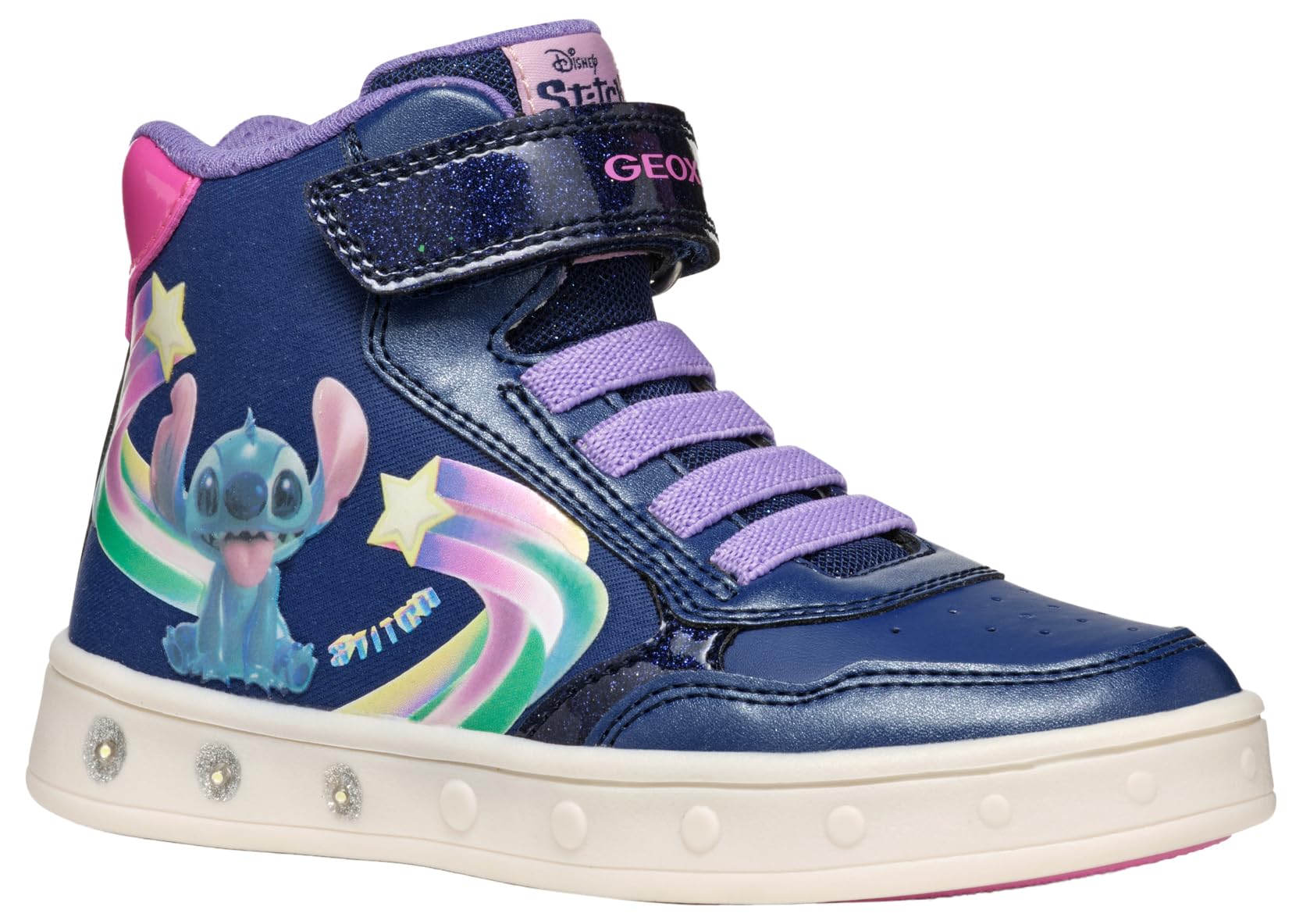 Geox J Skylin Girl F, Sneaker, Navy/Fuchsia,