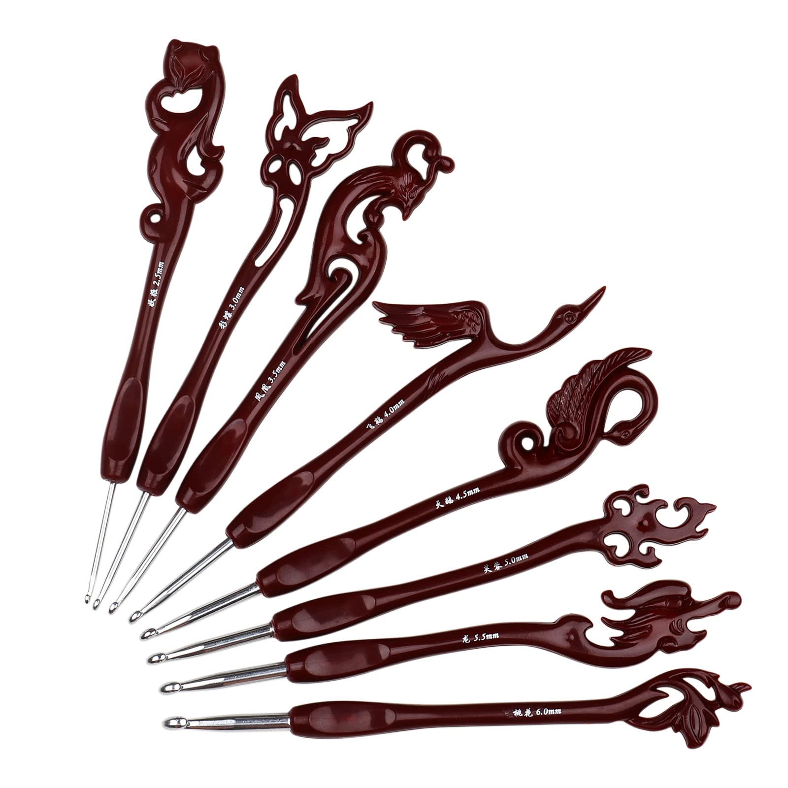 Aeelike Set di uncinetti in alluminio UK, ergonomici a manico lungo, set di ferri da uncinetto da 2.5 a 6 mm, idea regalo per gli amanti dell'uncinetto