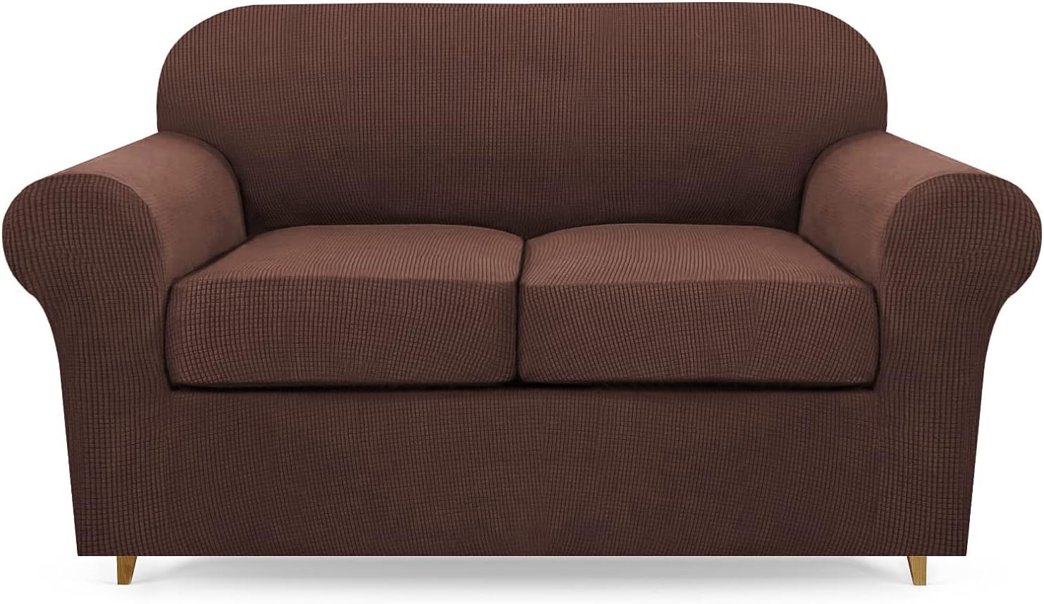 Lamberia High Stretch Sofa Cover for 2 Cushion Couch Loveseat Cover 3 Pieces Thick &Washable Plush Jacquard Sofa Slipover Couch Cover Furniture Protector for Dogs,Pets&Kids
