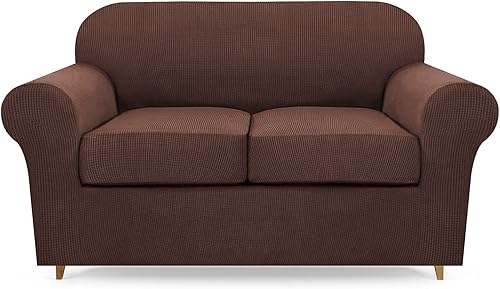 Lamberia Funda de sofá de alta elasticidad para sofá de 2 cojines funda de sofá de 3 piezas gruesa y lavable funda de sofá de jacquard de felpa