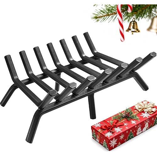 AMAGABELI GARDEN & HOME Fireplace Grate 30 inch Fire Pit Grate Fire Place Log Holder Wrought Iron Heavy Duty Solid Steel Indoor Outdoor Camping Hearth Firepit Firewood Wood Burning Rack Stove