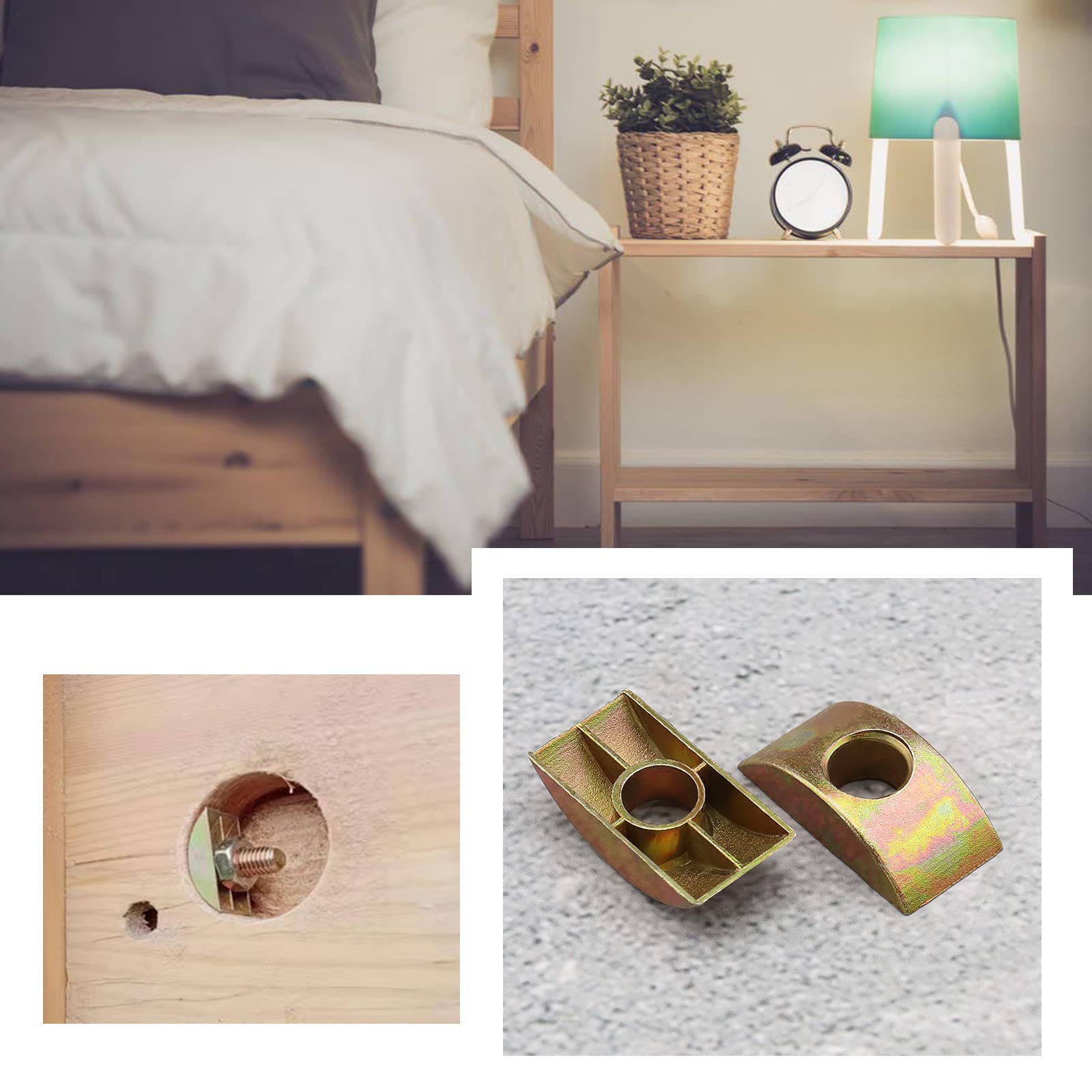 40 tuercas de media luna para muebles, tuercas espaciadoras para conectar muebles, cama, armario, mesa, litera, 8 mm de diámetro del agujero