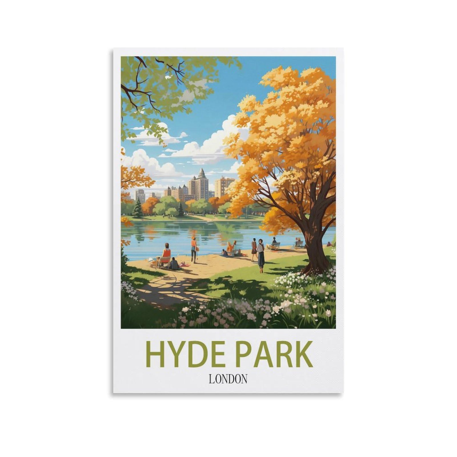 Lcynnh Unframe-Style Hyde Park London Vintage Travel Posters Tree 08X12inch(20X30cm) Print Poster Home Bathroom Bedroom Office Living Room Decor Canvas Poster