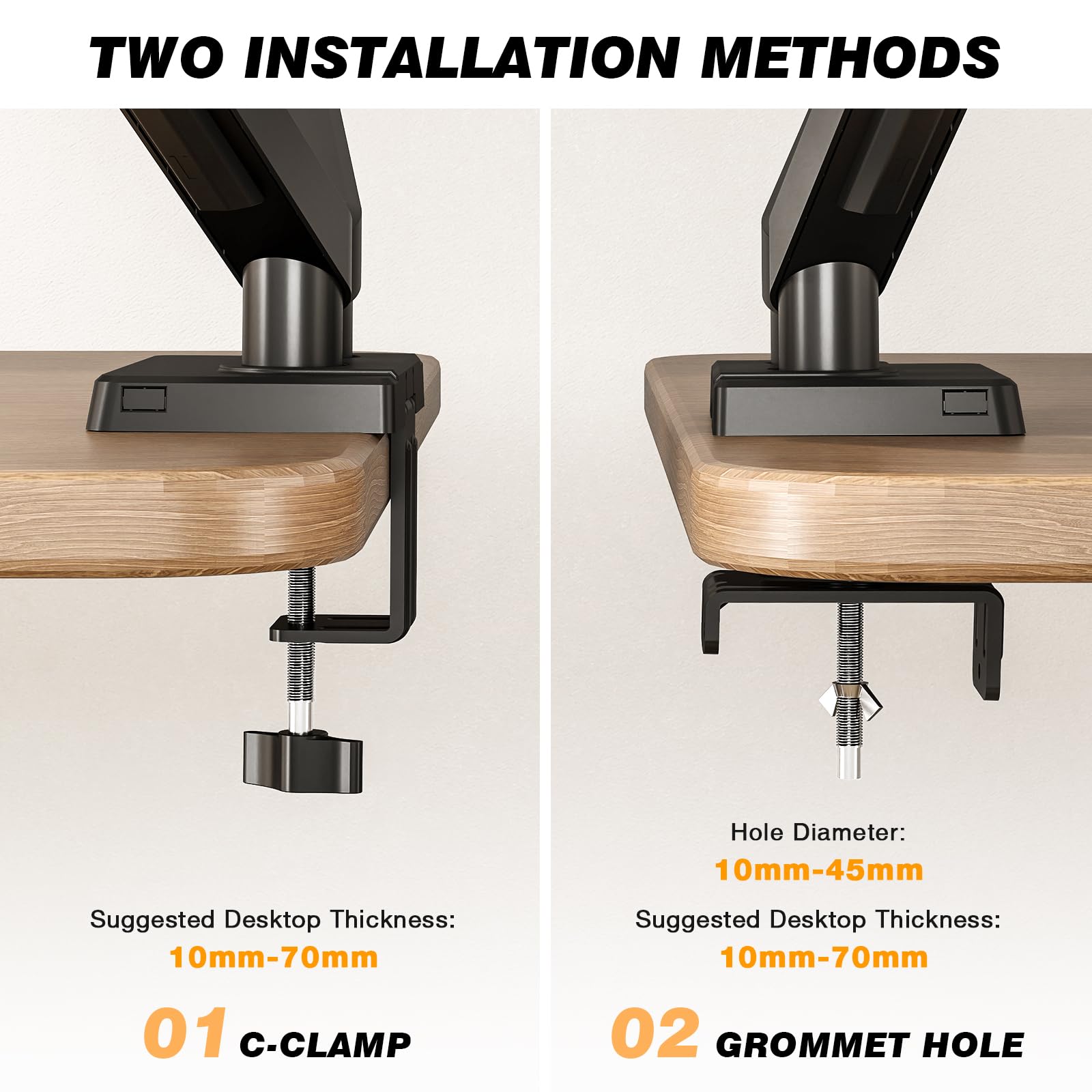 TVON Support Ecran PC 2 Ecran de 17 à 35 Pouces Bras Ecran PC Réglable en Hauteur avec Inclinaison Rotation Swivel VESA 75/100mm Capacite de Charge 2-10kg
