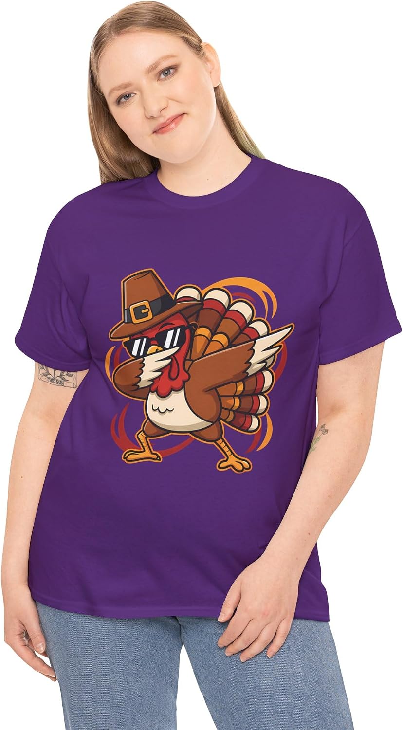 Funny Dabbing Turkey Thanksgiving Pilgrim Hat Sunglasses Cool Dab Dance Boys Men Kids Graphic Holiday Turkey Day Purple