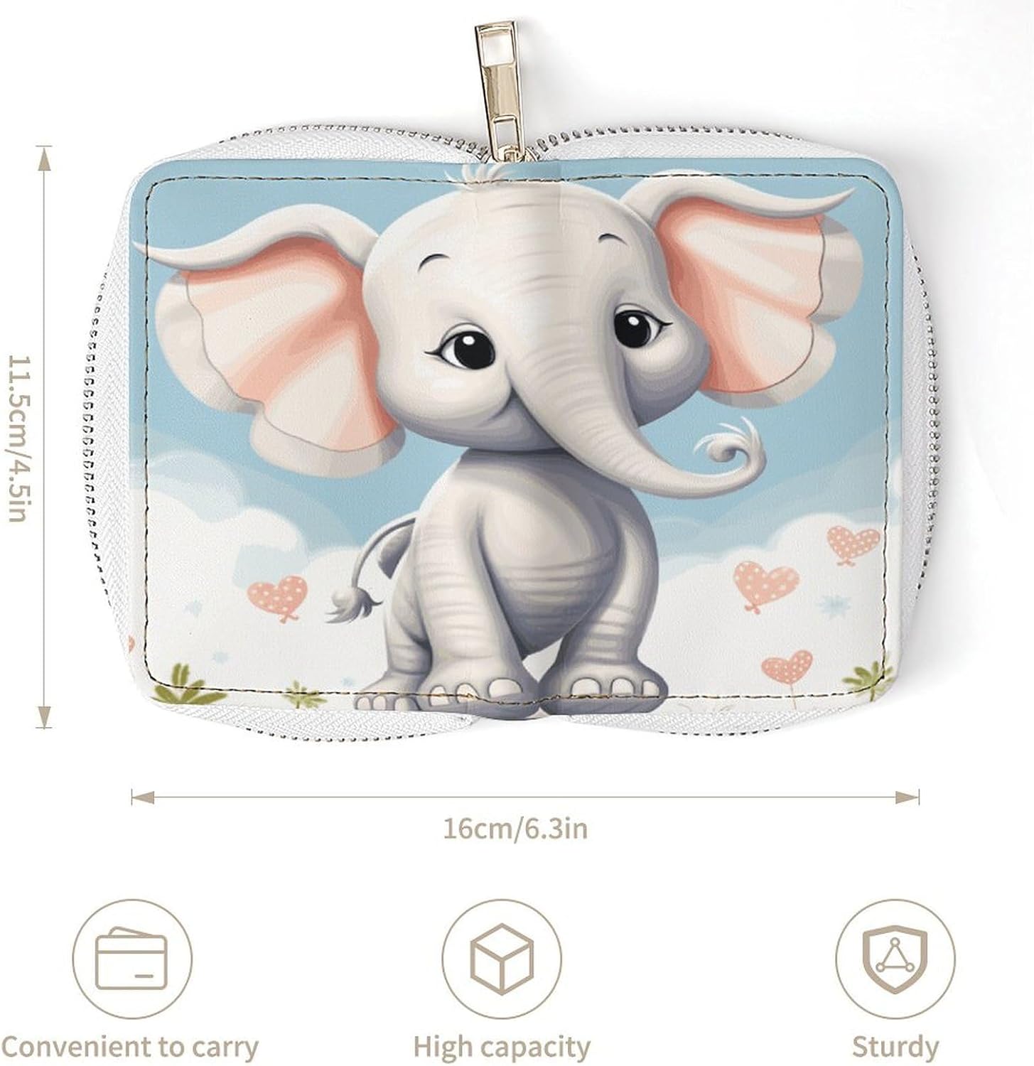 Cute Elephant1 Card Holder RFID Blocking,Credit Card Wallet for Women And Men,Card Case Organizer Bag with Zipper