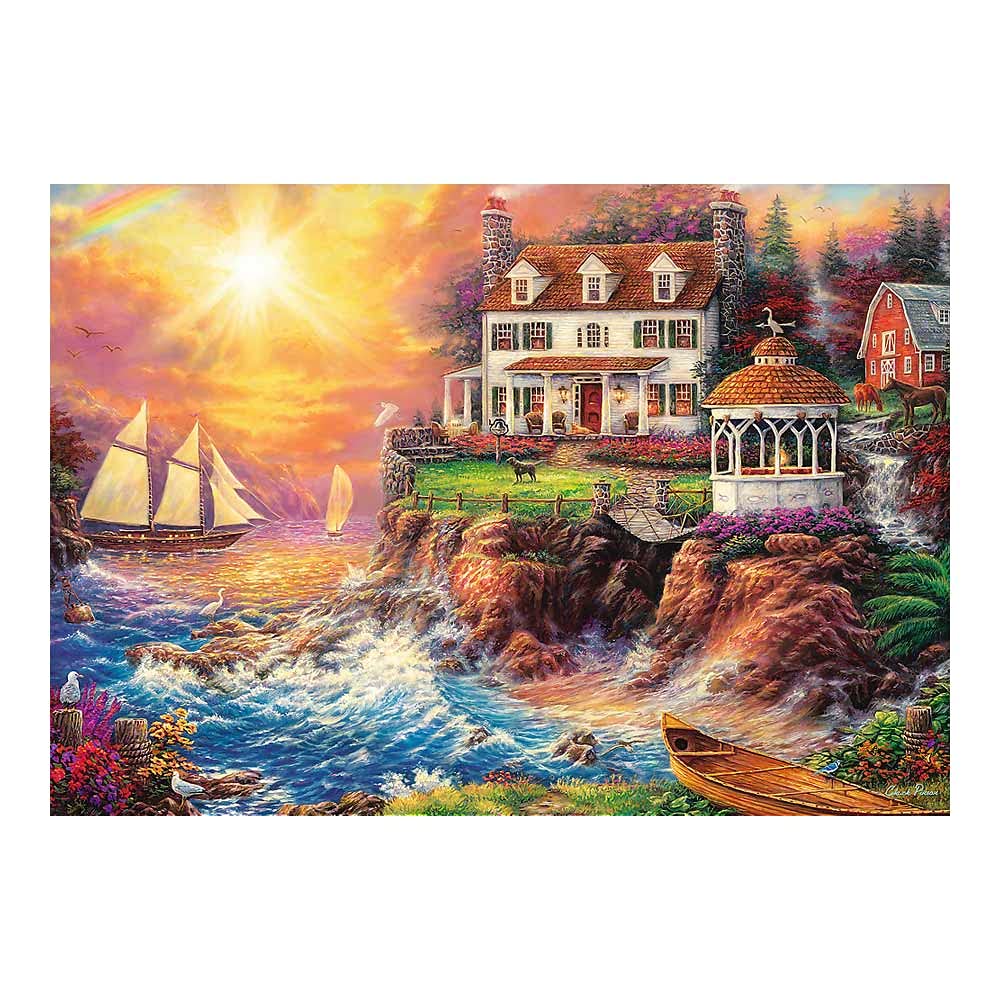 Trefl Puzzle Porto Tranquillo 1000 Pezzi - Panorama Con Veliero Al Tramonto, 68x48 Cm, Per Adulti E Bambini 12+