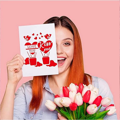 Miniatura 3 de auwiyd 30 plantillas de pintura para el día de San Valentín, plantillas de corazón para pintar en madera, roca, decoración de manualidades para el