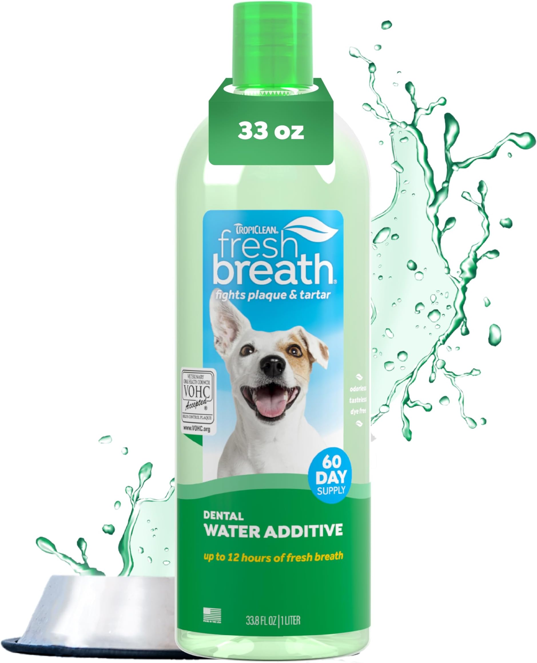 TropiClean Fresh Breath Water Additive Formulated Dental Oral Care for Dog 32z