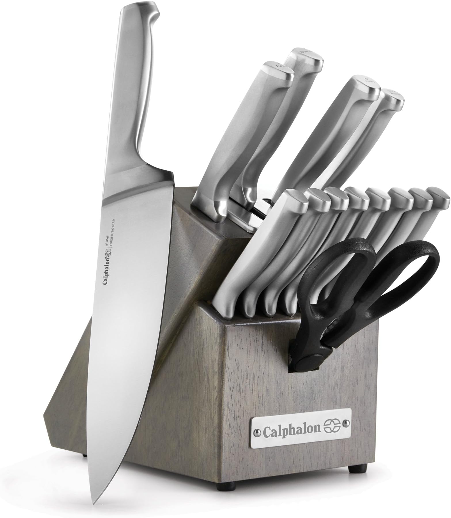 Calphalon Kitchen Knife Set with Self-Sharpening Block, 15-Piece Classic High Carbon Knives