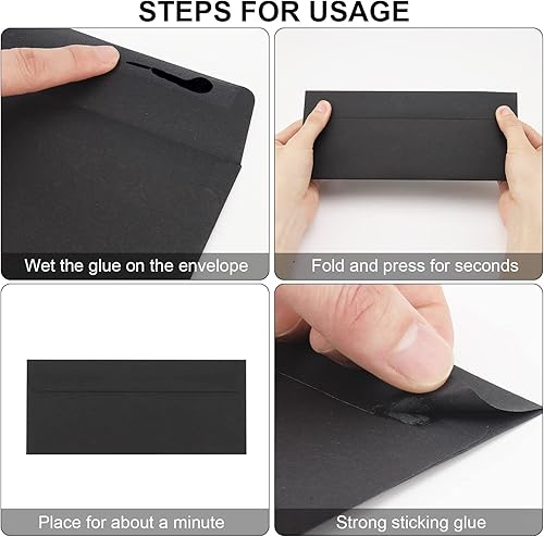 Miniatura 3 de Paquete de 100 sobres de negocios #10 de 4-18 x 9-12 pulgadas, sobres de correo negros para oficina, membrete de negocios, facturas, cartas