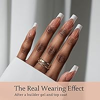 Vista 3 de btartboxnails - Uñas de punta francesa XCOATTIPS, 150 uñas largas cuadradas de punta francesa marrón a presión, uñas de gel con punta francesa