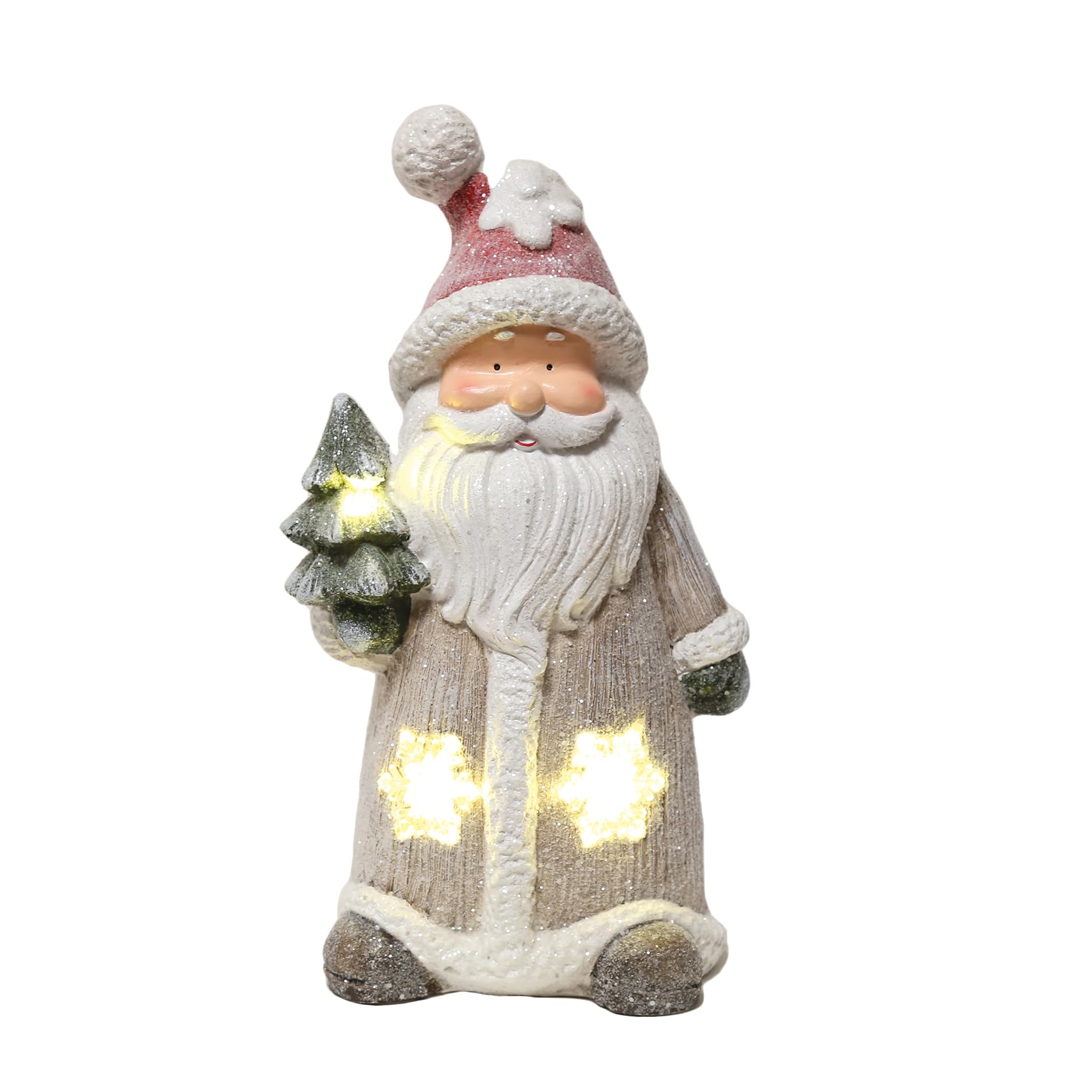 The Straits Trading Company Multicolor Light Up Led Glitter Santa And Tree Statue Resin 41.5Cm Decoration Ornament Festive Xmas Décor Battery Operated