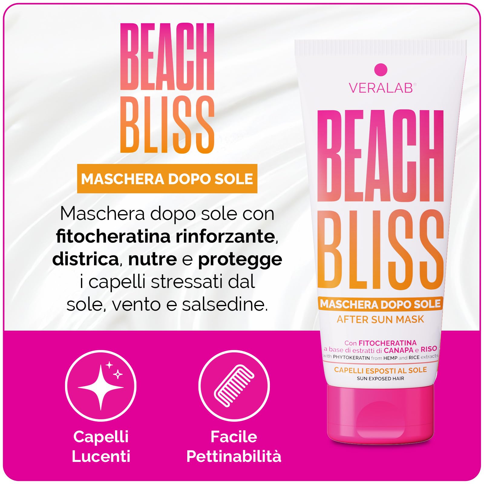 Veralab Kit Beach Bliss, Shampoo Doposole Protettivo + Maschera Doposole Nutriente e Districante + Pochette