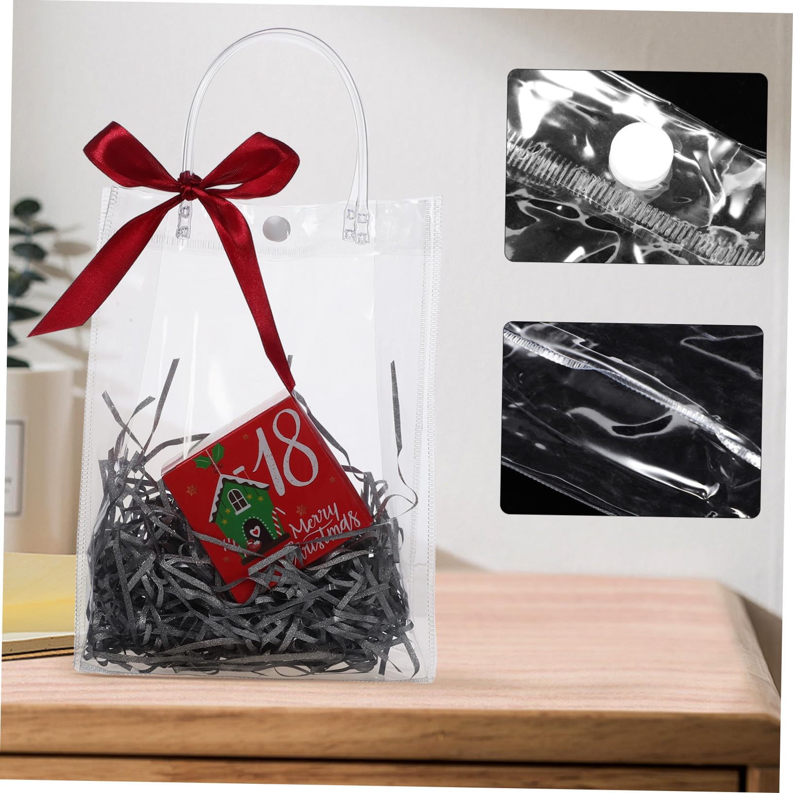 Gatuida 20piezas Bolsas de Obsequio Transparentes de Mano Unidades para Fiestas Bolsas de Golosinas Reutilizables Asas para Bodas y Regalos de Obsequios Transparentes