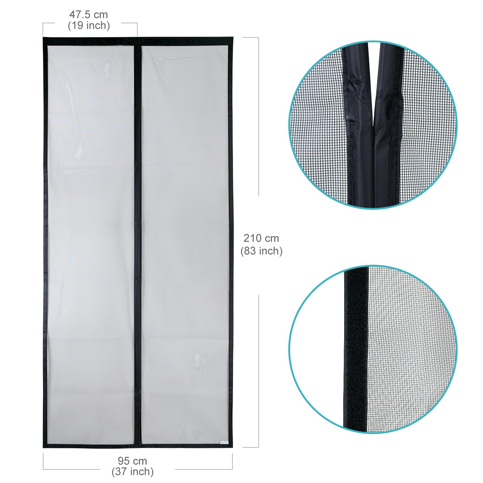 Apalus VP Zanzariera con Magneti in Vetroresina, 95x210 CM - Rete Molto Resistente, Tenda con Magneti Ancora Più Potenti, Resiste al Vento e ai Raggi UV - Non Accorciabile (Nero)