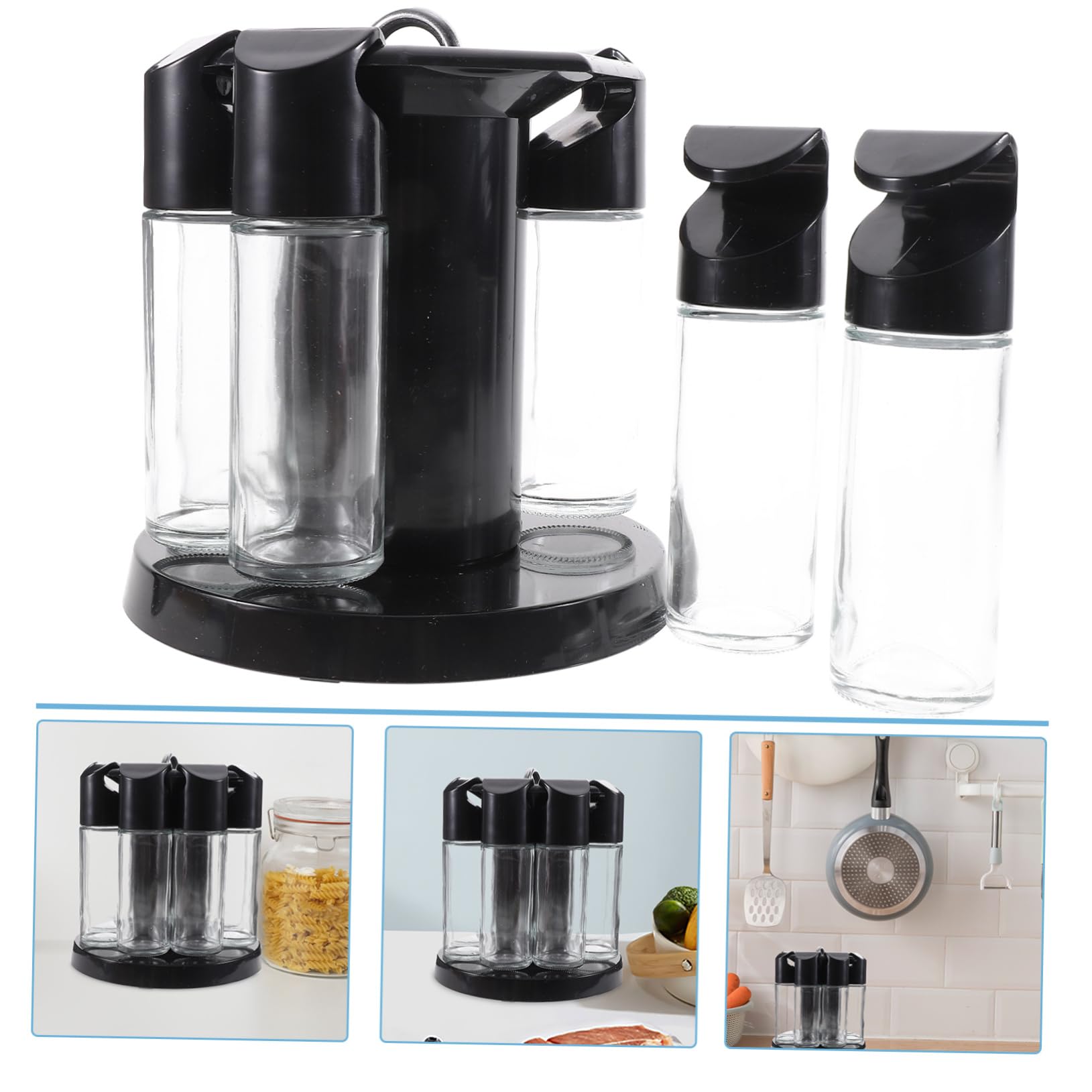 Set portaspezie in vetro rotante a 360°, design ABS, leggero, perfetto per barbecue e spezie in polvere, colore casuale, essenziale per la cucina nizzata