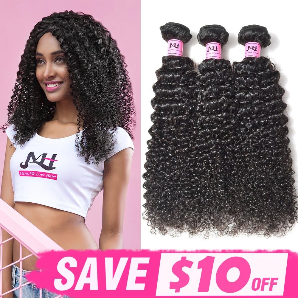 JVH Unprocessed Brazilian Curly Virgin Human Hair Weave 1 Bundle Remy Brazilian Sexy Kinky Curly Hair Extensions (12")
