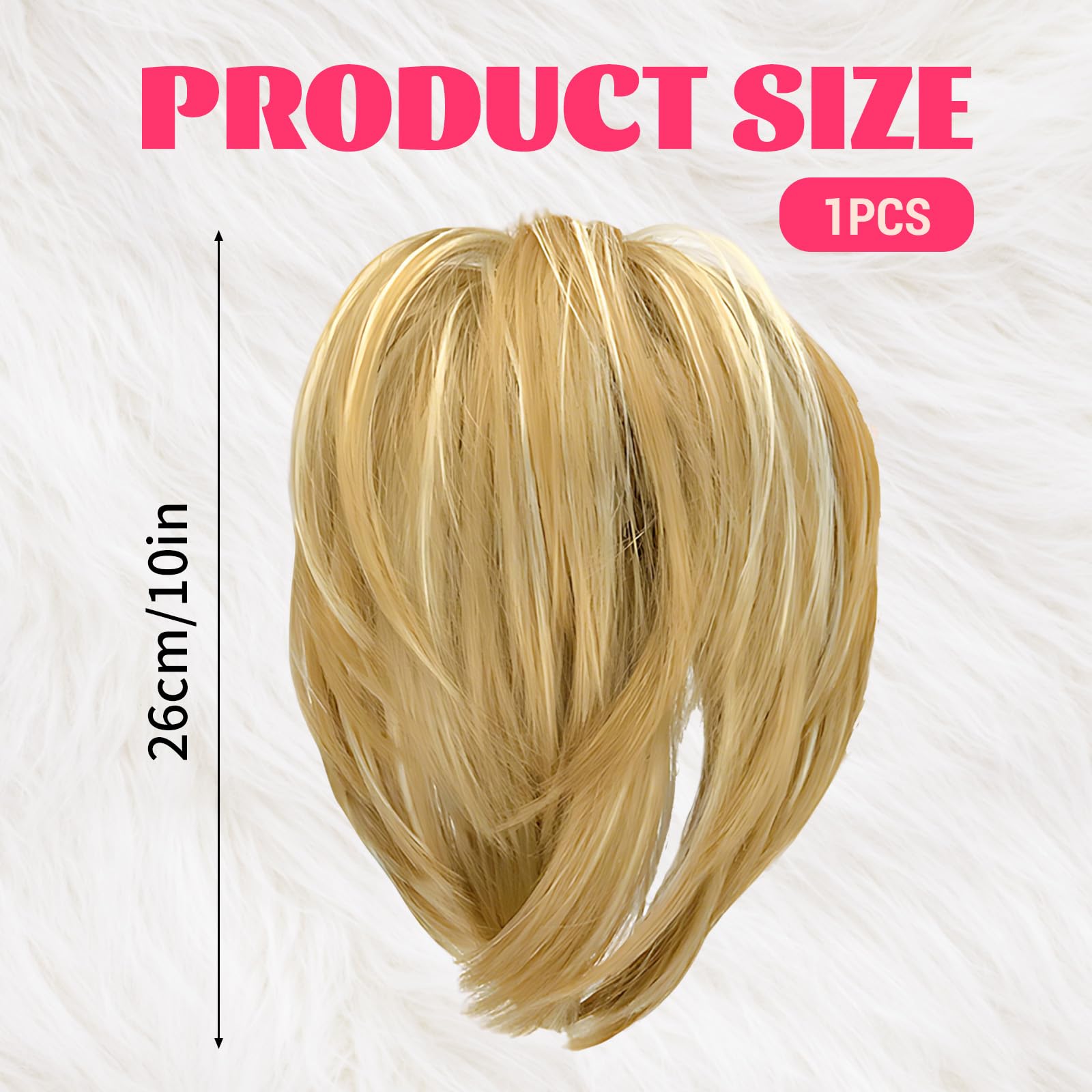 1 Piece Blonde Ponytail Extension, Hair Pieces for Women, Ash Blonde with Highlights - Image 2