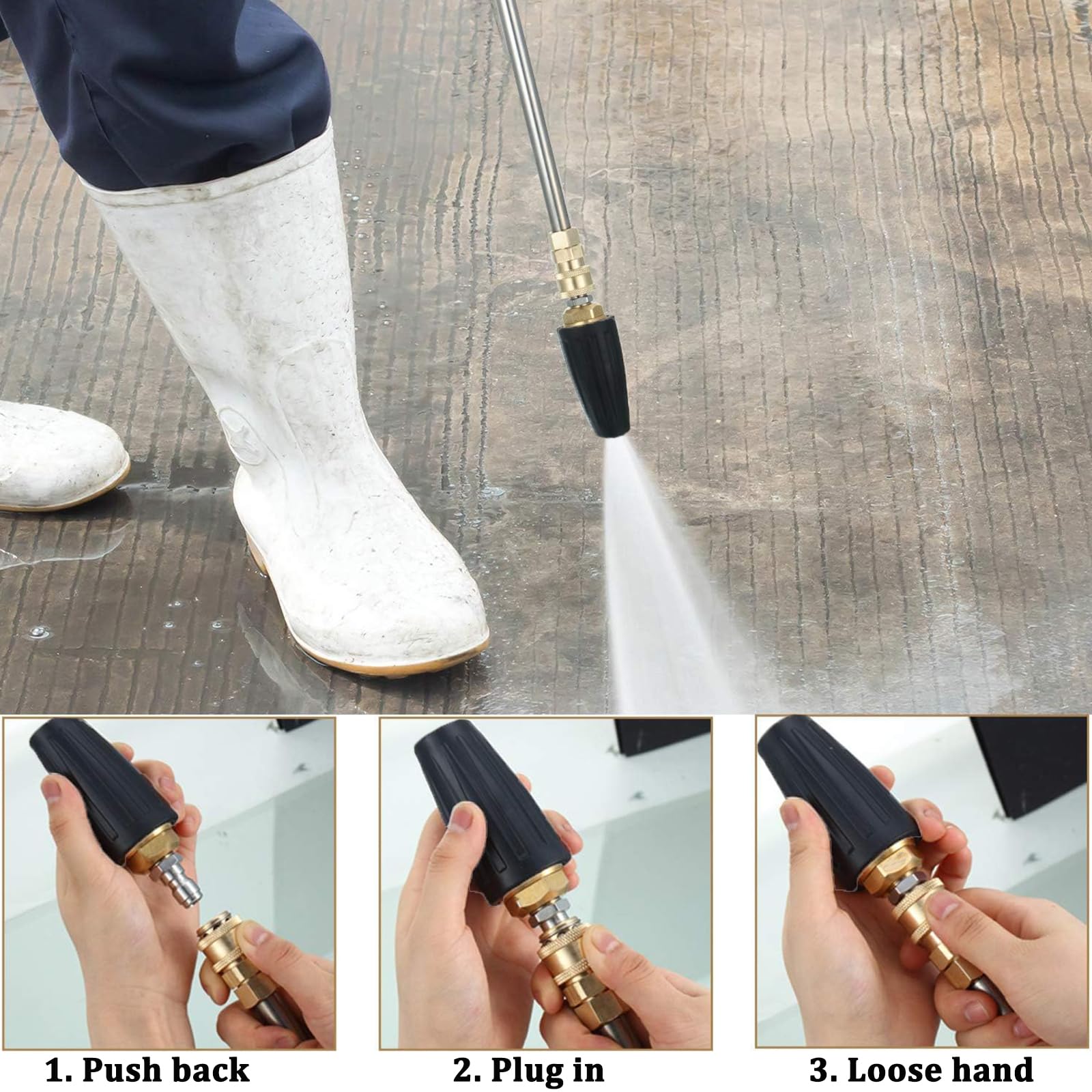 Pressure Washer Turbo Nozzle Tips 4000PSI Max Pressure Washer Rotating Nozzles for Cleaning Rotating Turbo with 5 Spray Nozzle Tips for Power Washer Machine - 5