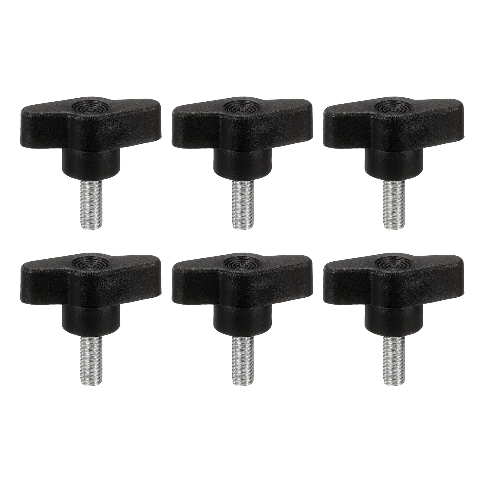 PATIKIL M6 x 16mm Tee Wing Thumb Screws, 6Pcs Carbon Steel Mechanical Handle Bolt Thumb Screws for Remove Replace Hand Clamping Tightening Knobs Power Supply, Black