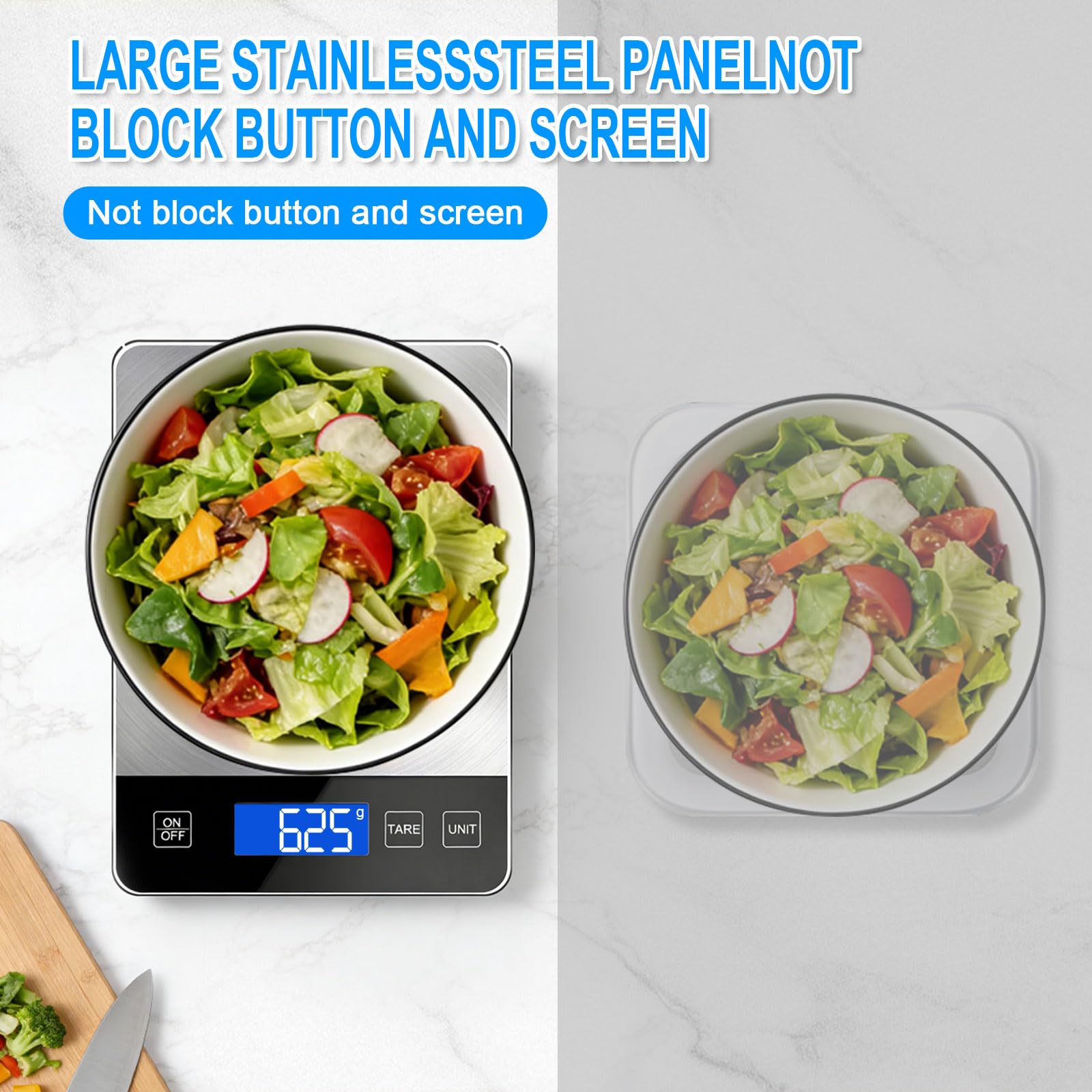 Báscula digital de cocina de 33 libras, peso en gramos y onzas libras/onzas/gramos se puede cambiar libremente para uso diario, material de acero inoxidable para hornear en casa