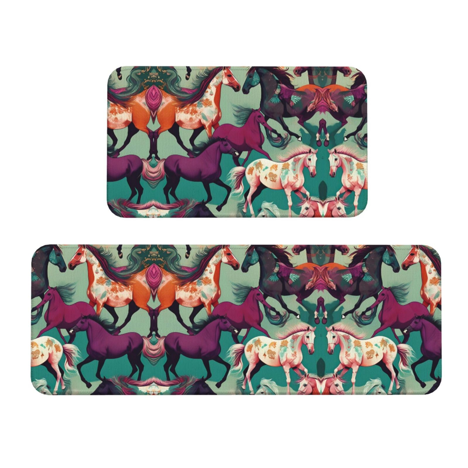 Tapis de cuisine chevaux lot de 2 tapis antidérapants confortables pour le bureau