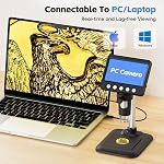 4.3" Microscope numérique pour adultes, SKYEAR Microscope de pièces 1000X Amplification avec 8 Ajustable LED Remplir les lumières, USB Microscope pour Windows/MacOS, Fournitures de collection de pièces-Noir