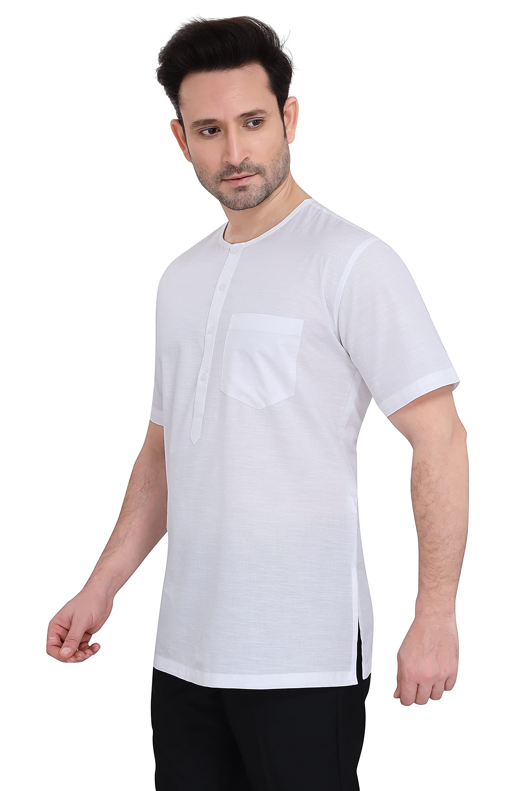 desar rana Men's 100% Cotton Straight Short Kurta - Linen Look-picture-37