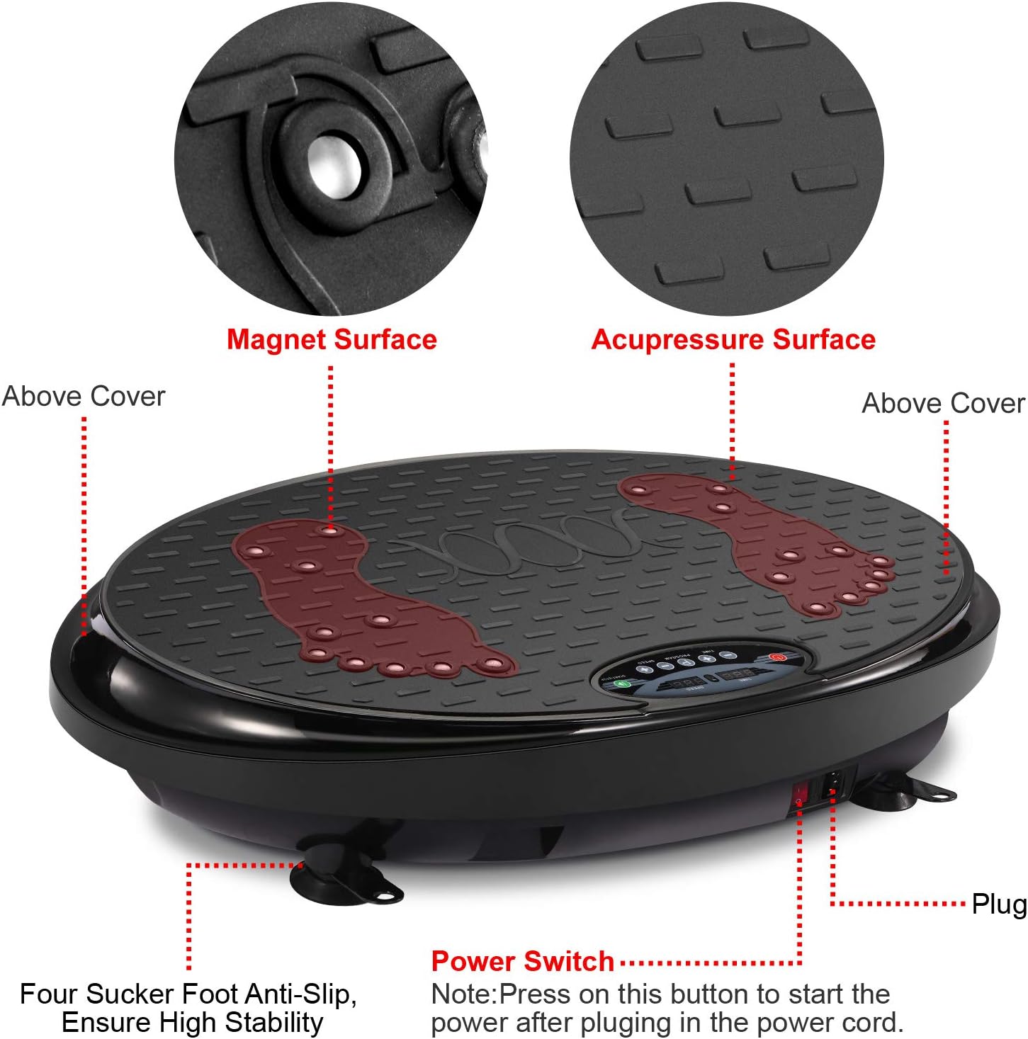 IDEER LIFE Vibration Platform Exercise Machine, Whole Body Exercise Vibration Plate, Full Body Vibration Massage for Home Fitness&Weight Loss w/Loop Bands//Remote Control/Magnet Massage