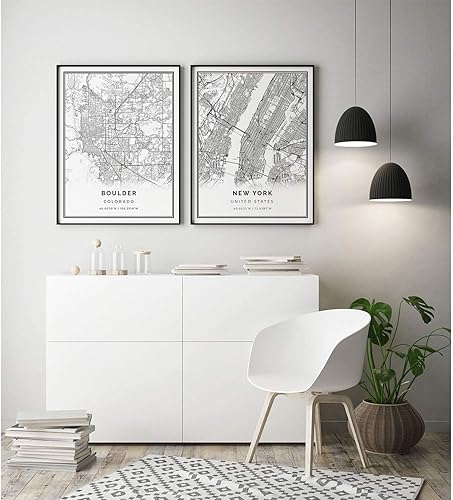 Miniatura 3 de Squareious Póster de mapa de Boulder  Arte de pared moderno en blanco y negro  Decoración escandinava para el hogar  Obras de arte impresas de la