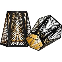 Etched Raindrop Metal Lampshade Outer Black Inner Gold Mini 3.35" X 5.6" X 5" Clip on Bulb Fitter Lamp Shades