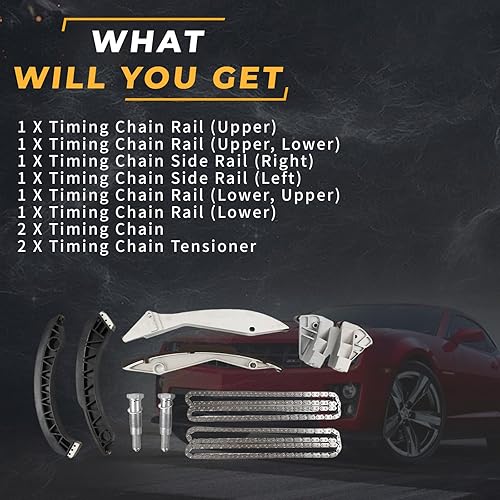 Miniatura 6 de Kit de cadena de distribución del motor, adecuado para 550i 645ci 650ci 735i 740i 745i 750i X5 N62B 4.8L, juego de cadena de distribución automotriz