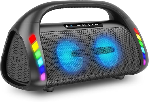 LFS Bluetooth Speaker,100W Loud Speakers Bluetooth Wireless with Deep Bass, Portable Bluetooth Speakers Wireless with Power Bank, LED Lights,Waterproof, 30hours Playtime for Outdoor Home