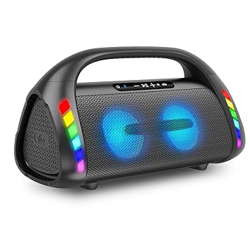 LFS Bluetooth Speaker,100W Loud Speakers Bluetooth Wireless with Deep Bass, Portable Bluetooth Speakers Wireless with Power Bank, LED Lights,Waterproof, 30hours Playtime for Outdoor Home