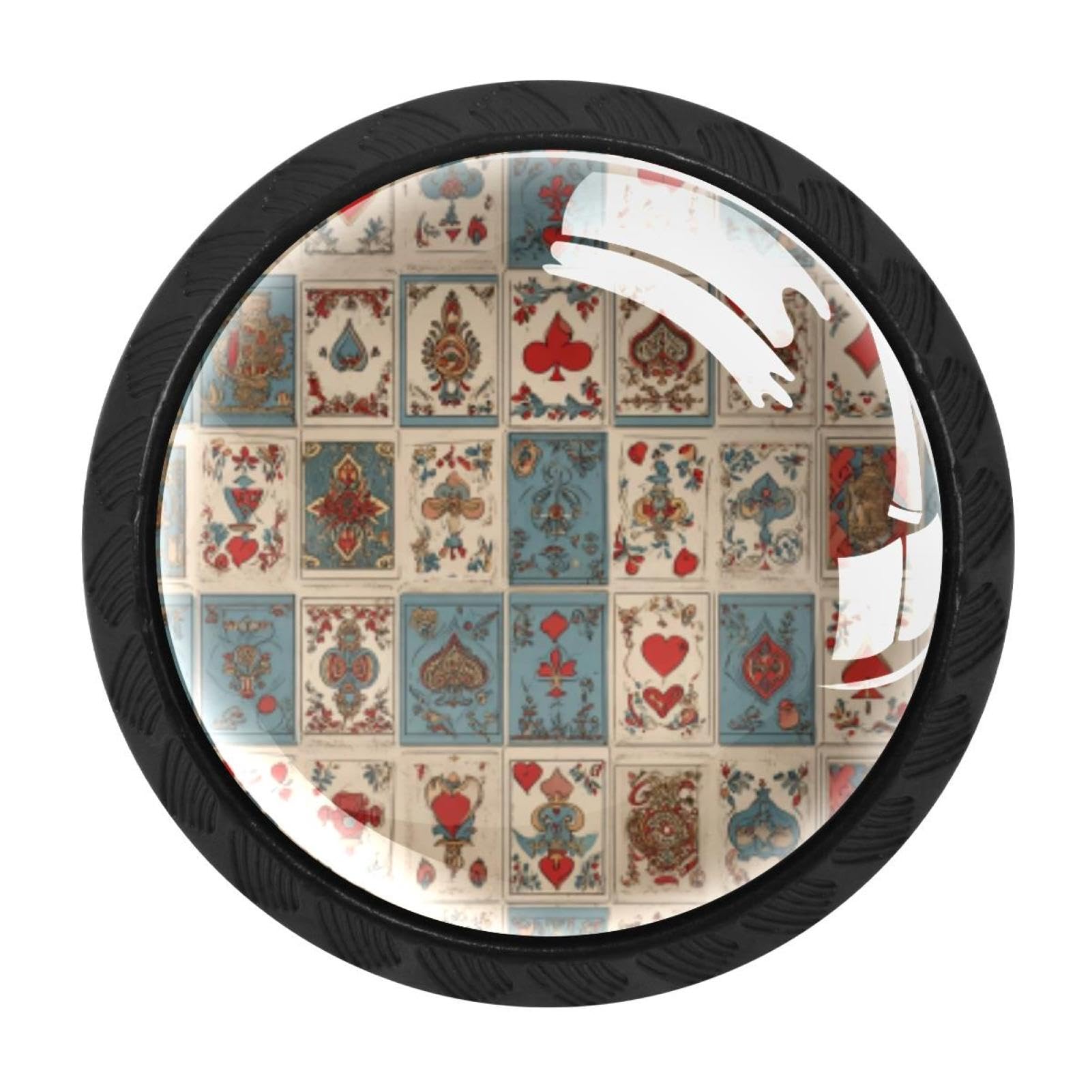 CHENZZZZ 4 Pieces Kitchen Cabinet Drawer Dresser Door Knobs Pulls Handles, Poker Aesthetic Vintage Pattern (1)