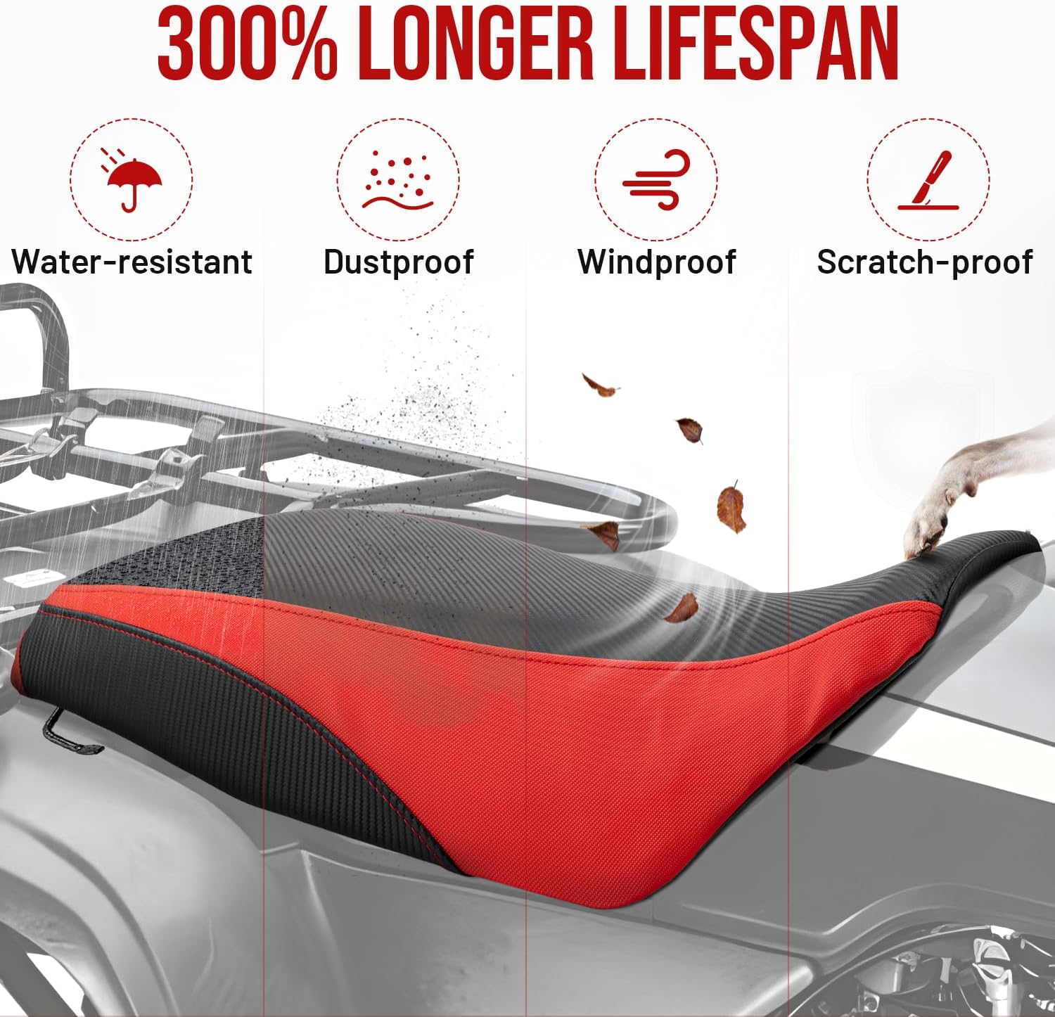 ATV Complete Seat Leather Compatible with Honda Foreman 400 TRX 400 TRX400FW 4x4 1995-2004, Replaces OEM # 77100-HM7-A10ZB