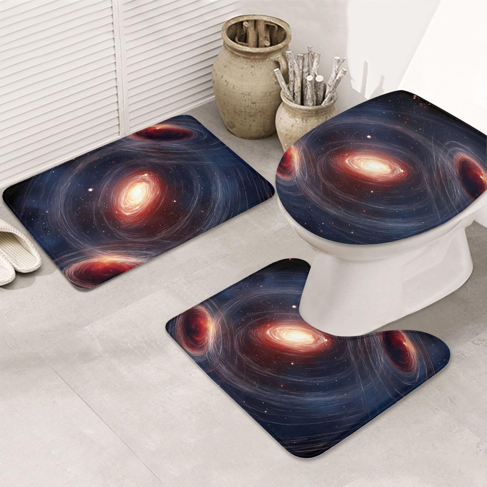 Juego de 3 alfombras de baño de microfibra suave alfombrilla de contorno y funda de inodoro